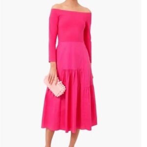 Tuckernuck Marissa Dress Pink Off-Shoulder Midi Dress
